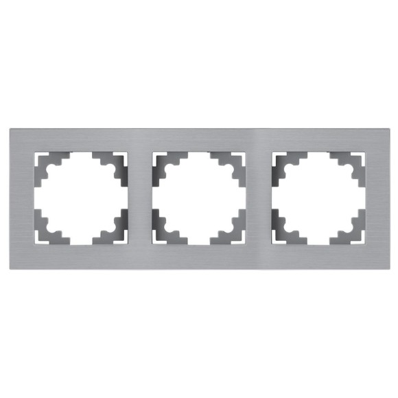 Рамка 3-местная, металл, STEKKER, MFR00-7003-03, серия Катрин, серебро 50019