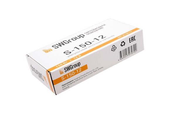 Блок питания SWG 12V 150W IP20 12,5A S-150-12 000107 Блок питания SWG 12V 150W IP20 12,5A S-150-12 000107