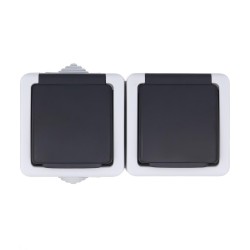 Розетка LK Studio двойная с з/к, EF602G, 16A (серый) 80008