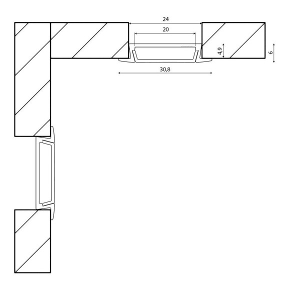 Встраиваемый профиль с рассеивателем SWG RC-3006 900083 Встраиваемый профиль с рассеивателем SWG RC-3006 900083