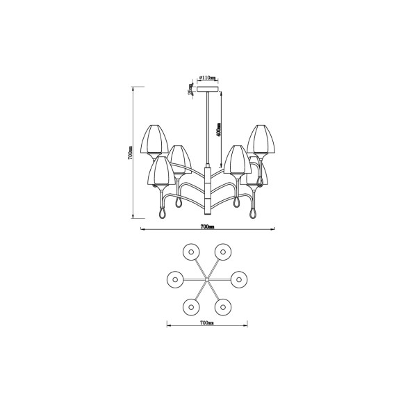 Подвесная люстра Vele Luce Oro VL5654P16 Подвесная люстра Vele Luce Oro VL5654P16