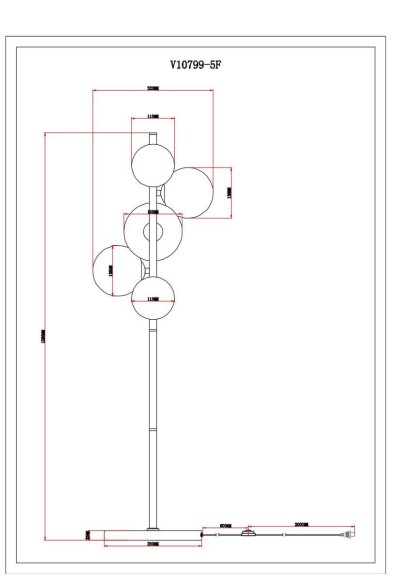 Торшер Moderli Renny V10799-5F