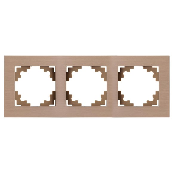 Рамка 3-местная, металл, ,STEKKER, MFR00-7003-02, серия Катрин, шампань 50018