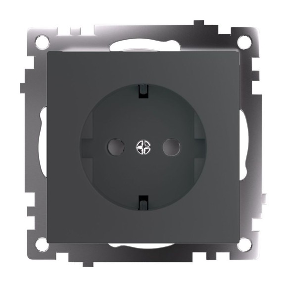 Розетка 2P+PE Stekker Катрин со шторками графит GLS16-7110-06 49423