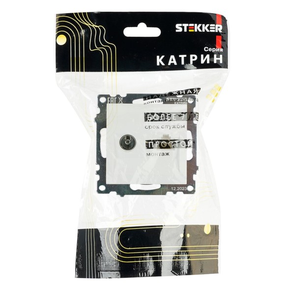 Розетка телевизионная TV + компьютерная RJ-45 Stekker Катрин GLS00-7106-01 белая 49181