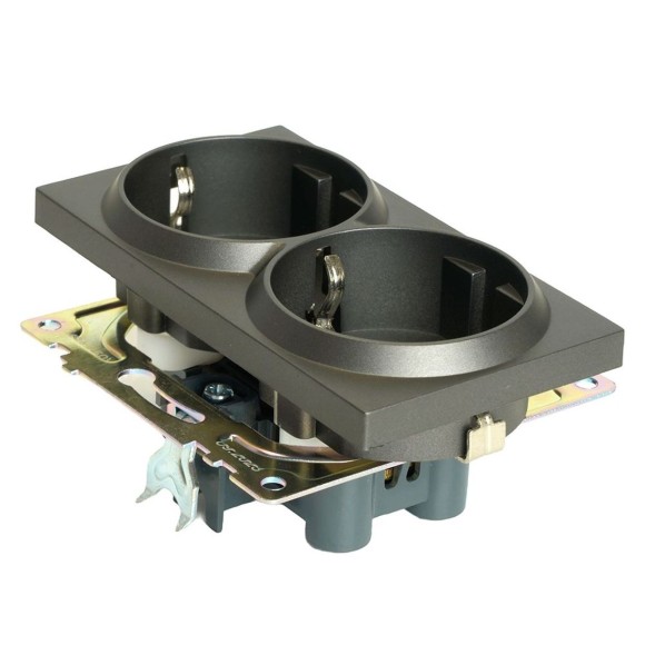 Розетка двойная 2P+PE Stekker Катрин со шторками графит GLS16-7114-06 49425 Розетка двойная 2P+PE Stekker Катрин со шторками графит GLS16-7114-06 49425