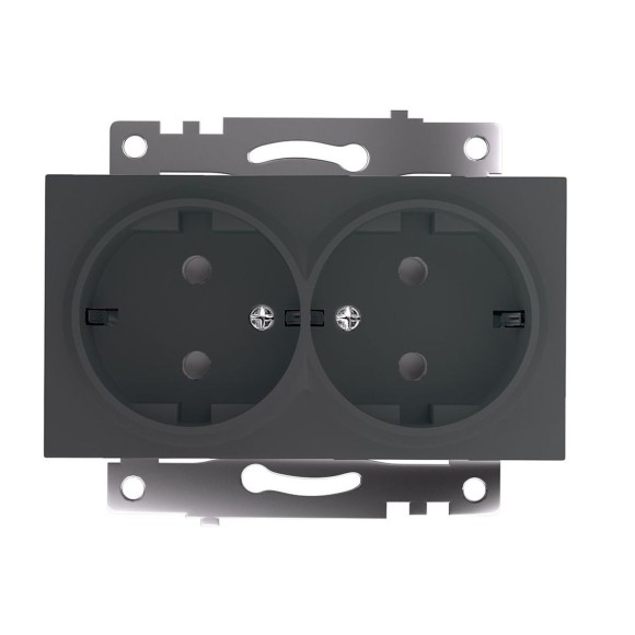 Розетка двойная 2P+PE Stekker Катрин со шторками графит GLS16-7114-06 49425 Розетка двойная 2P+PE Stekker Катрин со шторками графит GLS16-7114-06 49425