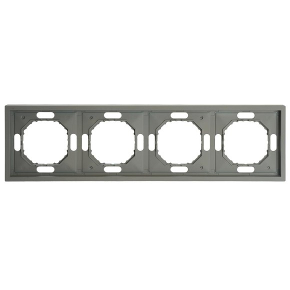 Рамка STEKKER, PFR00-5004-10  4-местная, серия Эмили, платиново-серый, soft touch 49965