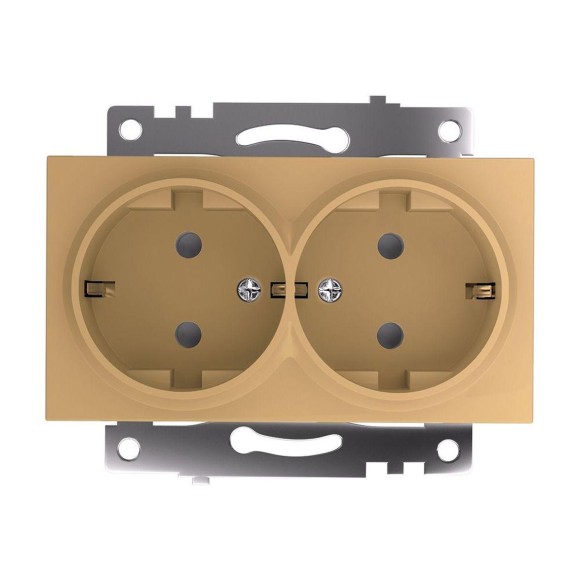 Розетка двойная 2P+PE Stekker Катрин со шторками золото GLS16-7114-08 49226 Розетка двойная 2P+PE Stekker Катрин со шторками золото GLS16-7114-08 49226