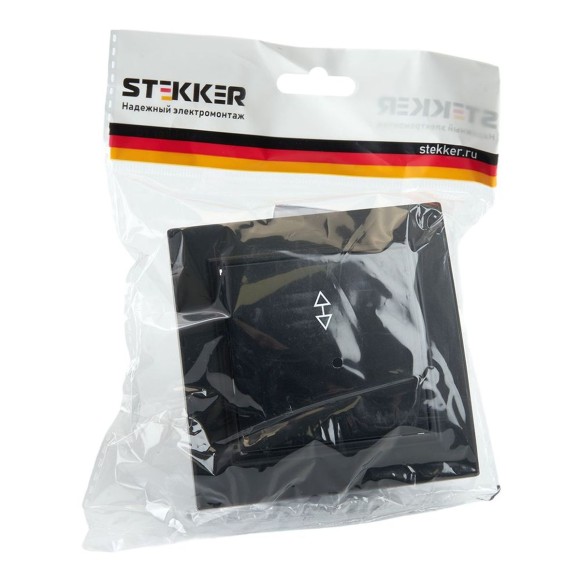 Переключатель одноклавишный Stekker Эрна черный PSW10-9005-03 39619
