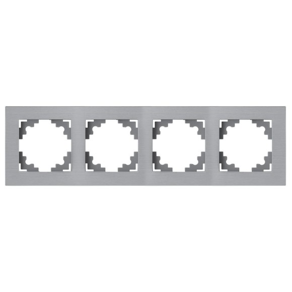 Рамка 4-местная, металл, STEKKER, MFR00-7004-03, серия Катрин, серебро 50023