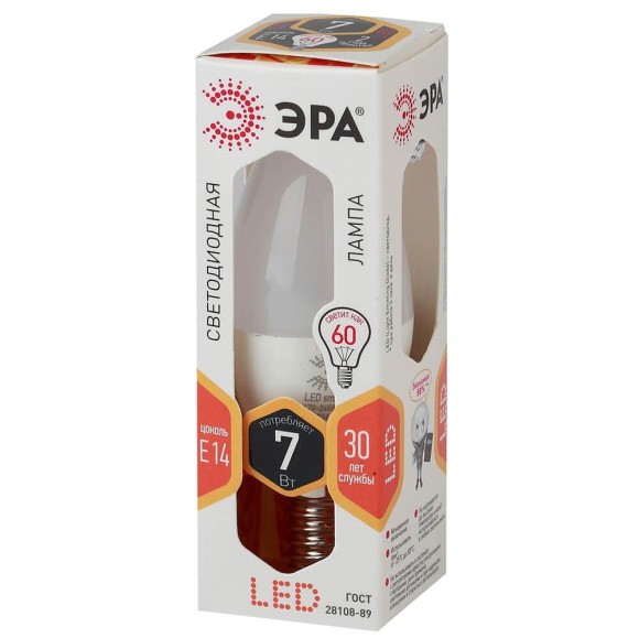 Лампа светодиодная ЭРА E14 7W 2700K матовая LED B35-7W-827-E14 Б0020538 Лампа светодиодная ЭРА E14 7W 2700K матовая LED B35-7W-827-E14 Б0020538