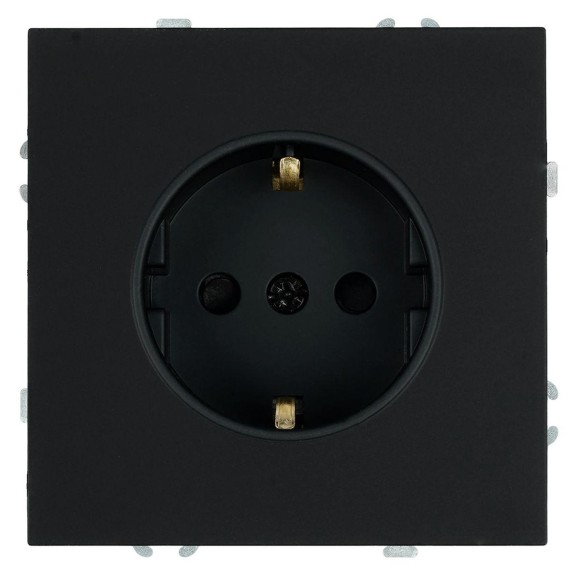 Розетка 1-местная с з/ш, с/з (механизм), СЗК, Stekker, 250В, 16А Эмили, RST16-5110-05ZK, черный уголь, soft touch 50251