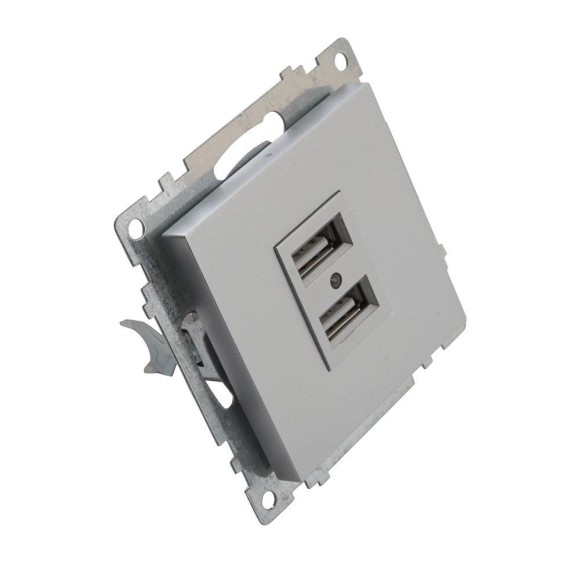 Розетка 2хUSB Stekker Катрин серебро GLS10-7115-03 39588 Розетка 2хUSB Stekker Катрин серебро GLS10-7115-03 39588