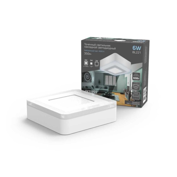 Потолочный светодиодный светильник Gauss Backlight BL221 Потолочный светодиодный светильник Gauss Backlight BL221