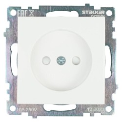 Розетка 2P Stekker Катрин со шторками белый GLS10-7109-01 39303