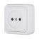 Розетка LK Studio открытой установки без заземляющих контактов с защитными шторками (белый) 813304