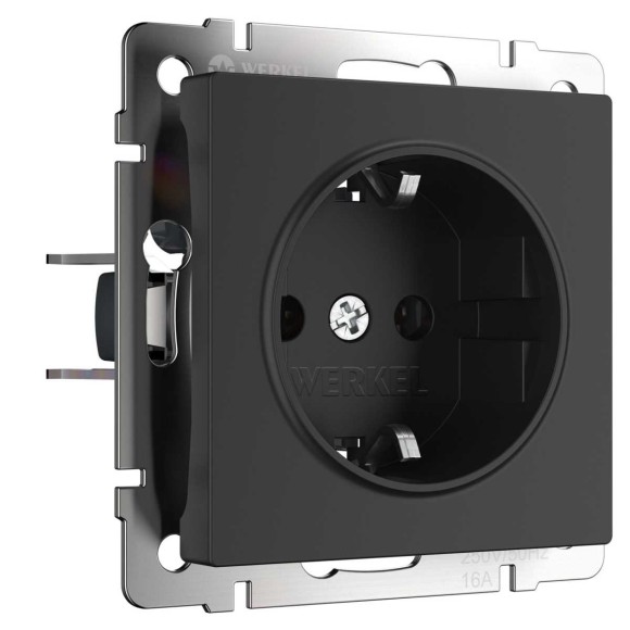 Розетка с заземлением Werkel черный матовый W1171008 4690389156878