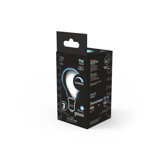 Лампа светодиодная филаментная диммируемая Gauss E14 9W 4100К матовая 105201209-D Лампа светодиодная филаментная диммируемая Gauss E14 9W 4100К матовая 105201209-D