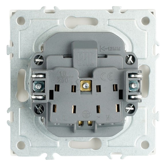 Розетка 1-местная с з/ш, с/з (механизм), СЗК, Stekker, 250В, 16А Эмили, RST16-5110-01ZK, белый фарор, soft touch 50235