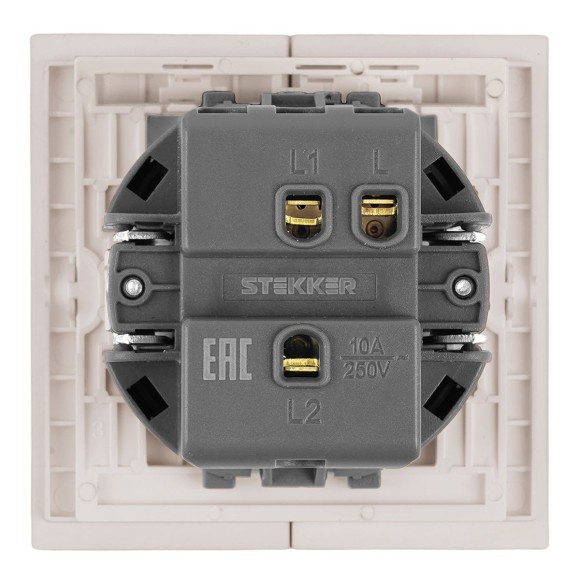 Переключатель 1-клавишный (механизм), Stekker, 250В, 10A Мия, RSW10-3105-08, пудровый жемчуг 50477