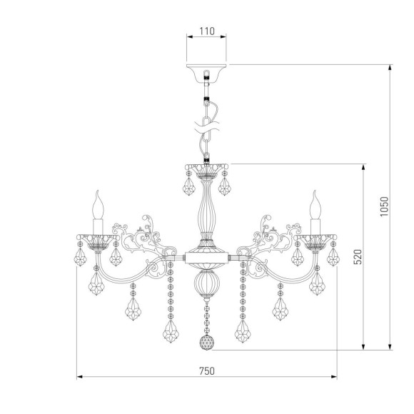 Подвесная люстра Eurosvet 3281/8 античная бронза/прозрачный хрусталь Strotskis Подвесная люстра Eurosvet 3281/8 античная бронза/прозрачный хрусталь Strotskis