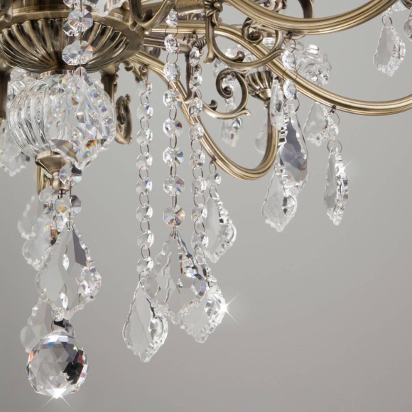 Подвесная люстра Eurosvet 3281/8 античная бронза/прозрачный хрусталь Strotskis Подвесная люстра Eurosvet 3281/8 античная бронза/прозрачный хрусталь Strotskis