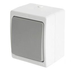 Переключатель одноклавишный Stekker Велена белый/серый PSW10-212-54 49732