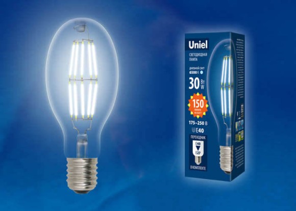 Лампа светодиодная филаментная Uniel E40 30W 6500K прозрачная LED-ED90-30W/DW/E40/CL GLP05TR UL-00003761 Лампа светодиодная филаментная Uniel E40 30W 6500K прозрачная LED-ED90-30W/DW/E40/CL GLP05TR UL-00003761