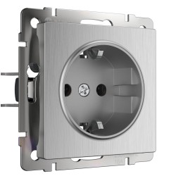 Розетка с заземлением Werkel cеребряный рифленый W1171009 4690389159701 Розетка с заземлением Werkel cеребряный рифленый W1171009 4690389159701