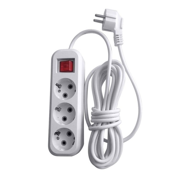 Удлинитель трехместный с/з с выключателем Stekker HM03-31-07 3x0,75, 7м Home (У10А-002), белый 39200