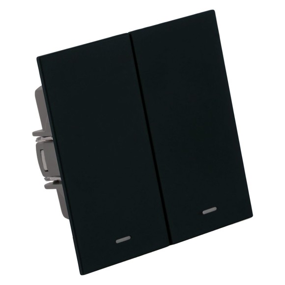 Выключатель 2-клавишный c индикатором (механизм), Stekker, 250В, 10А Мия, RSW10-3102-05, черный бархат 50446