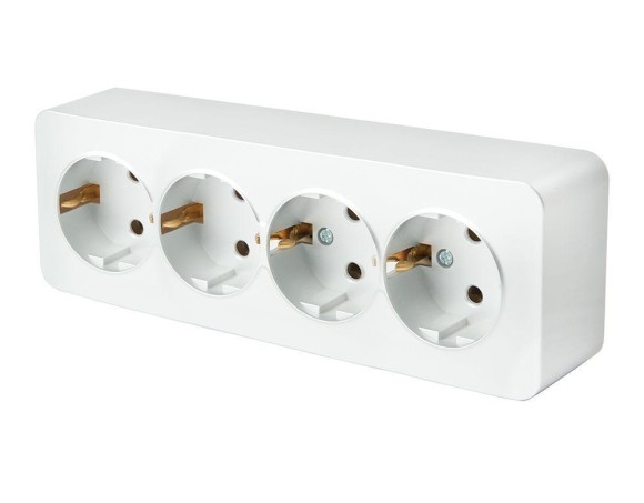 Розетка 4-местная 2P+PE Stekker София белый MST16-14-01 49308 Розетка 4-местная 2P+PE Stekker София белый MST16-14-01 49308