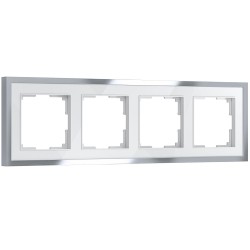 Рамка Werkel Baguette 4 поста белый/серебро W0042850 Рамка Werkel Baguette 4 поста белый/серебро W0042850