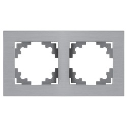 Рамка 2-местная, металл, STEKKER, MFR00-7002-03 , серия Катрин, серебро