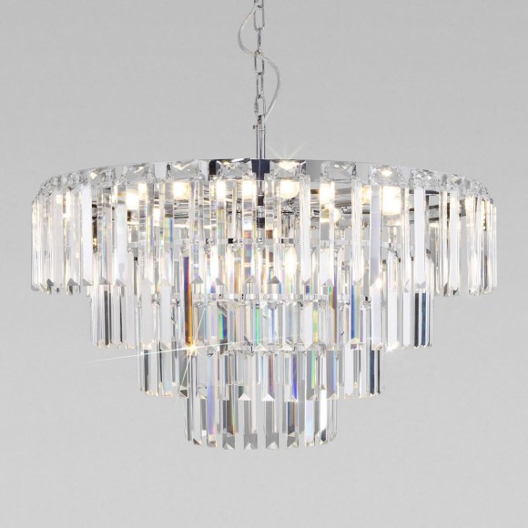 Подвесная люстра Eurosvet Elegante 10130/10 хром/прозрачный хрусталь Strotskis Подвесная люстра Eurosvet Elegante 10130/10 хром/прозрачный хрусталь Strotskis