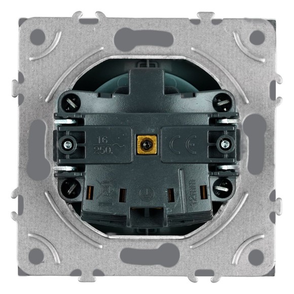 Розетка 1-местная с з/ш, с/з (механизм), СЗК, Stekker, 250В, 16А Эмили, RST16-5110-10ZK, платиново-серый, soft touch 50243