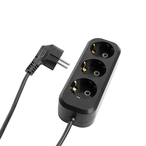 Удлинитель 3-местный б/з Stekker, HM01-31-02, 2м, 3x0,75 Home (У10-002),черный 50418