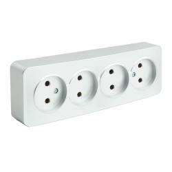 Розетка четырехместная 2P Stekker София серебро MST10-14-03 49331 Розетка четырехместная 2P Stekker София серебро MST10-14-03 49331