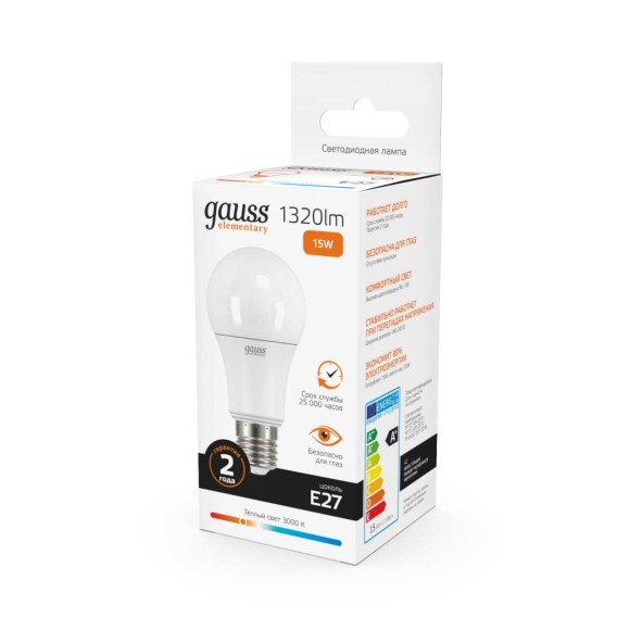 Лампа светодиодная Gauss E27 15W 3000K матовая 23215 Лампа светодиодная Gauss E27 15W 3000K матовая 23215