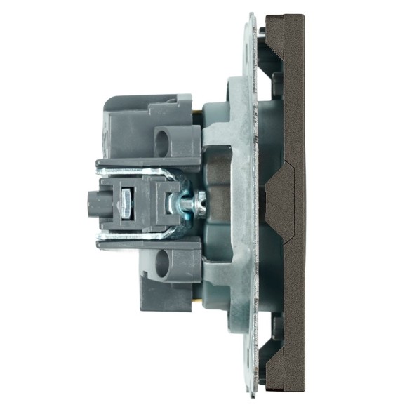 Розетка 1-местная с защитной шторкой с/з (механизм), Stekker, 250В, 16А Эмили, RST16-5110-09, антрацит, soft touch 49932