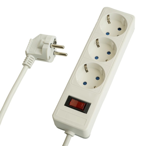 Сетевой фильтр 3-местный с/з STEKKER HM20-31-02 3x1мм2, 1,8 м, серия Optima, белый