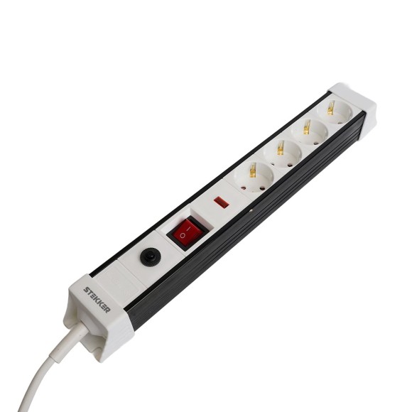 Сетевой фильтр 4-местный с/з Stekker 3x1мм2, 1,8 м, 250В, 16А Techno, HM22-41-02, белый 50147