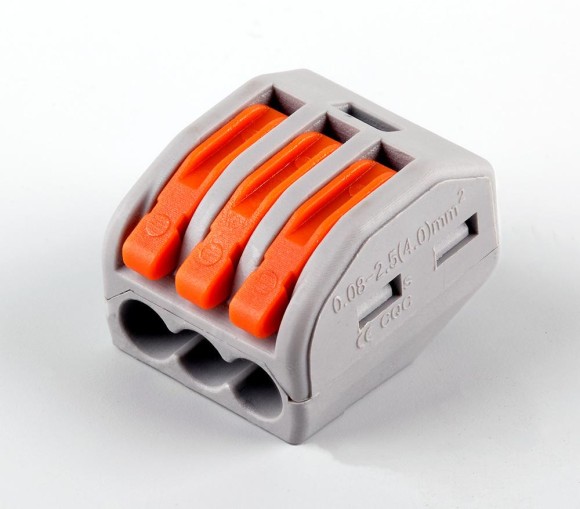 Cтроительно-монтажная клемма 3-проводная STEKKER, LD222-413 (5 штук в упаковке)