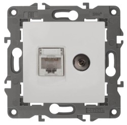 Розетка комбинированная RJ45+TV ЭРА Elegance 14-3110-01 Б0034314 Розетка комбинированная RJ45+TV ЭРА Elegance 14-3110-01 Б0034314