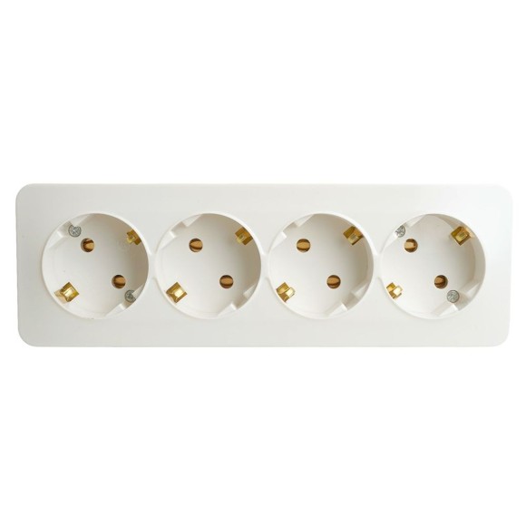 Розетка 4-местная 2P+PE Stekker София белый MST16-14-01 49308
