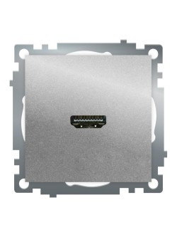 Розетка HDMI 2.1, Type A (механизм), STEKKER GLS00-7118-03, серия Катрин, серебро 50061