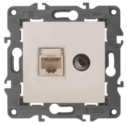 Розетка комбинированная RJ45+TV ЭРА Elegance 14-3110-02 Б0034315 Розетка комбинированная RJ45+TV ЭРА Elegance 14-3110-02 Б0034315