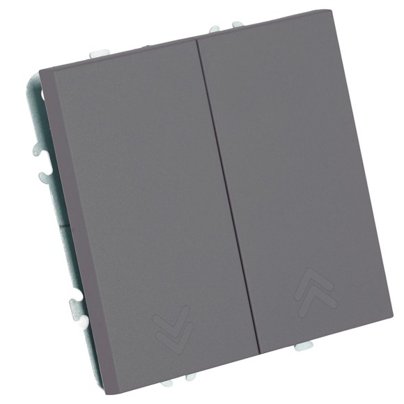 Переключатель 2-клавишный (механизм), СЗК, Stekker, 250В, 10А Эмили, RSW10-5107-10ZK, платиново-серый, soft touch 50241