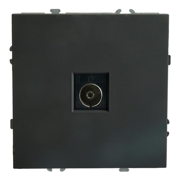 Розетка телевизионная 1-местная (механизм), STEKKER, 75 Ом, 5-862МГц, серия Эмили, RST00-5108-05, черный уголь, soft touch 49849